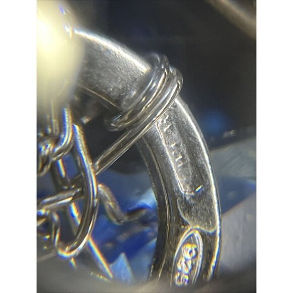 Pendant Silver 925 Made In Italy Blue Round Cluster Crystals Signed - Picture 4 of 9